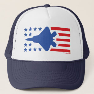 F-22 Fighter Jet Stars en Stripes Rood en Blauw Trucker Pet
