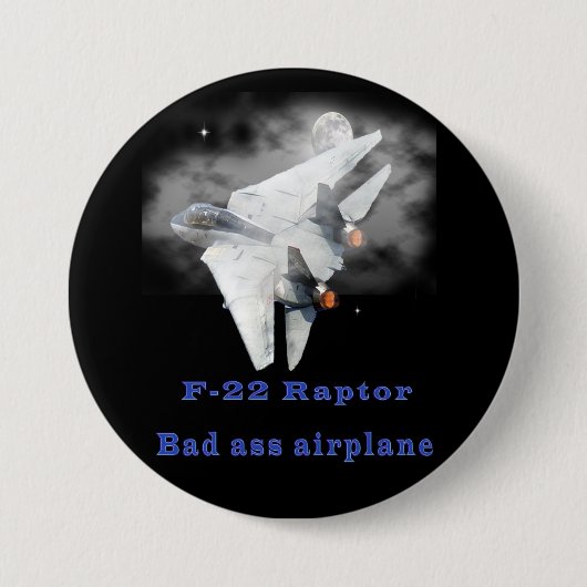 F-22 het design van de roofvogel ronde button 7,6 cm (Voorkant)