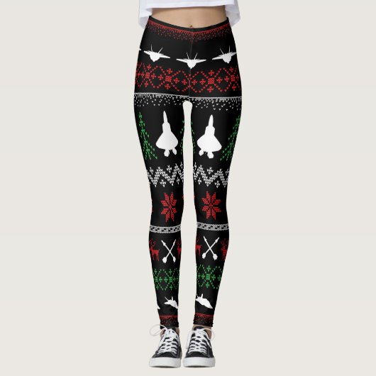 F-22 Kerstmis-Leggings Leggings (Voorkant)