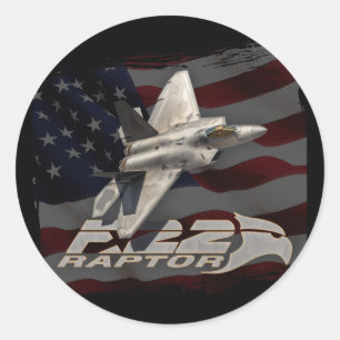 F-22 Raptor Amerikaanse vlag Ronde Sticker