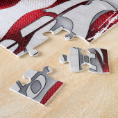 F-22 Raptor en Amerikaanse vlag Legpuzzel (Zijkant)