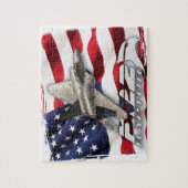 F-22 Raptor en Amerikaanse vlag Legpuzzel (Verticaal)