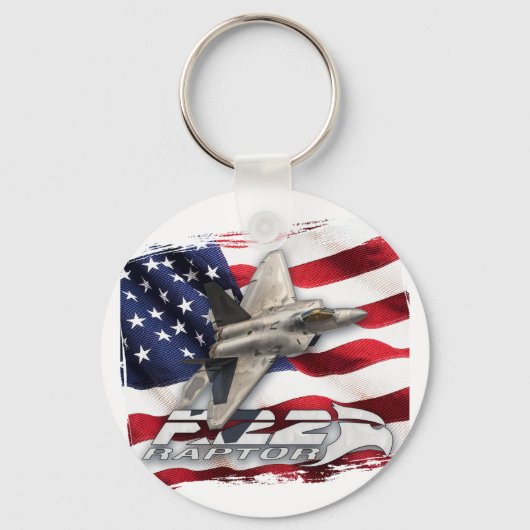 F-22 Raptor en Amerikaanse vlag Sleutelhanger (Voorkant)