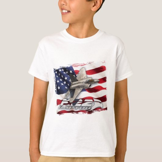 F-22 Raptor en Amerikaanse vlag T-shirt (Voorkant)