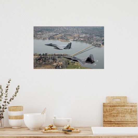 F-22 Raptor en F-15 Eagle Poster (Keuken)