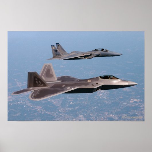 F-22 Raptor en F-15 Eagle Poster (Voorkant)