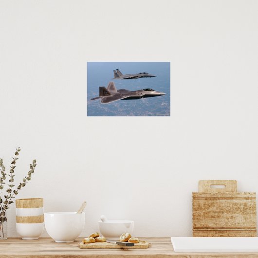 F-22 Raptor en F-15 Eagle Poster (Keuken)