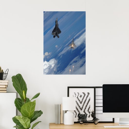 F-22 Raptor en F-15 Eagle Poster (Thuiskantoor)