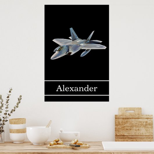 F-22 Raptor Fighter Jet met naam Poster (Keuken)