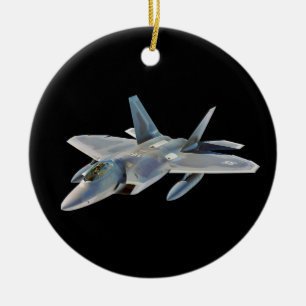 F-22 Raptor Fighter Jet op Black Keramisch Ornament