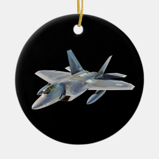 F-22 Raptor Fighter Jet op Black Keramisch Ornament (Voorkant)