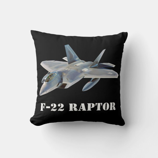 F-22 Raptor gevechtsvliegtuig op zwart Kussen (Voorkant)