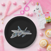 F-22 Raptor gevechtsvliegtuig op zwart Papieren Bordje (Feest)