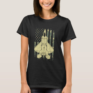 F-22 Raptor Gevechtsvliegtuig Vlag VS Camouflage M T-shirt