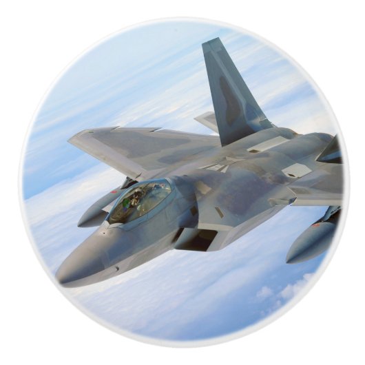 F-22 Raptor Militaire Jet Keramische Knop (Voorkant)