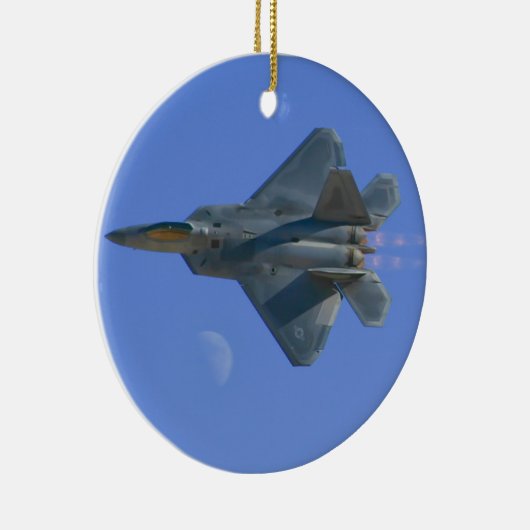 F-22 Raptor over maan versiering Keramisch Ornament (Rechts)