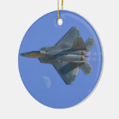 F-22 Raptor over maan versiering Keramisch Ornament (Links)