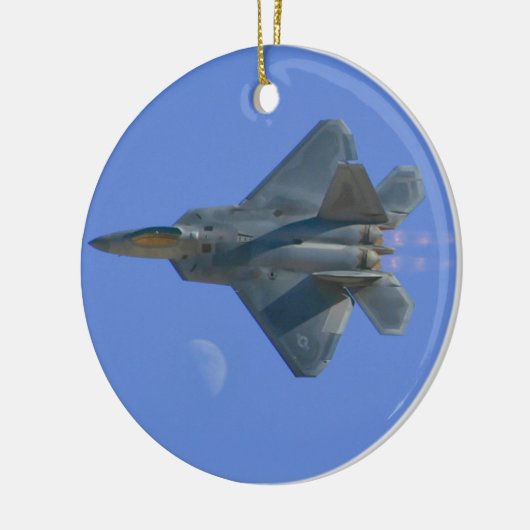 F-22 Raptor over maan versiering Keramisch Ornament (Links)