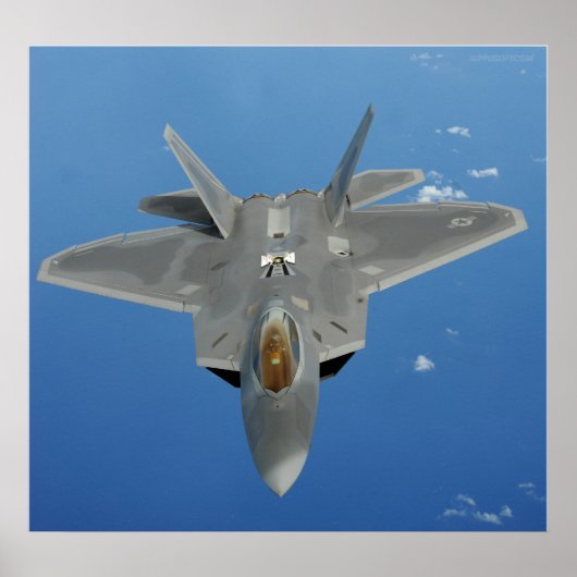 F-22 Raptor over Stille Oceaan Poster (Voorkant)