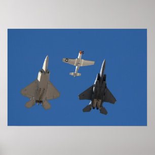 F-22 Raptor, P-51 Mustang en F-15 Eagle Poster