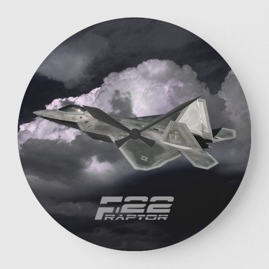 F-22 RAPTOR Round (Large) Wall Clock Grote Klok (Voorkant)