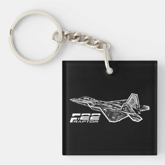 F-22 RAPTOR Square (dubbelzijdige) Sleutelhanger (Voorkant)