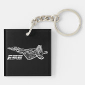 F-22 RAPTOR Square (dubbelzijdige) Sleutelhanger (Achterkant)
