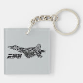 F-22 RAPTOR Vierkante (dubbelzijdige) Sleutelhange Sleutelhanger (Achterkant)
