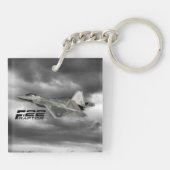 F-22 RAPTOR Vierkante (dubbelzijdige) Sleutelhange Sleutelhanger (Achterkant)