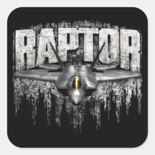 F-22 RAPTOR VIERKANTE STICKER