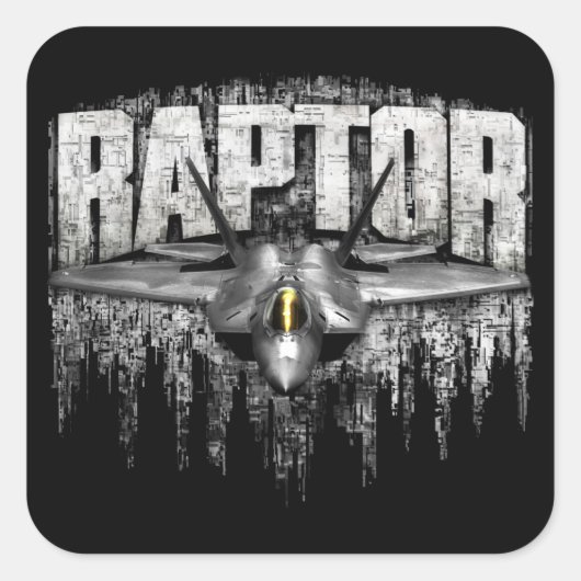 F-22 RAPTOR VIERKANTE STICKER (Voorkant)