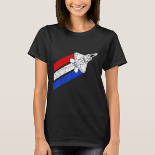 F-22 Raptor Vliegtuig VS Contrails rood wit blauw T-shirt