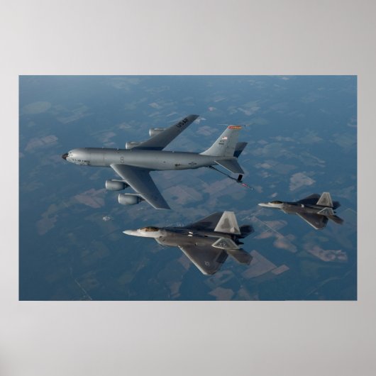 F-22 Raptoren en KC-135 Stratotanker Poster (Voorkant)