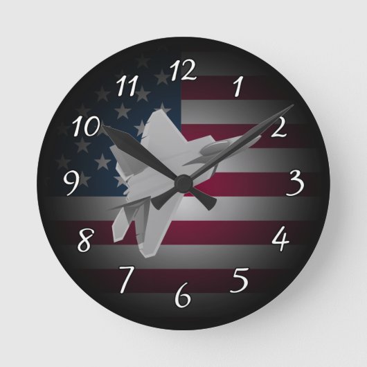 F-22 Rapture Military Fighter Jet Ronde Klok (Voorkant)