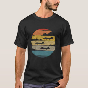 F-22 Silhouette Retro, Raptor Silhouette Sunset in T-shirt