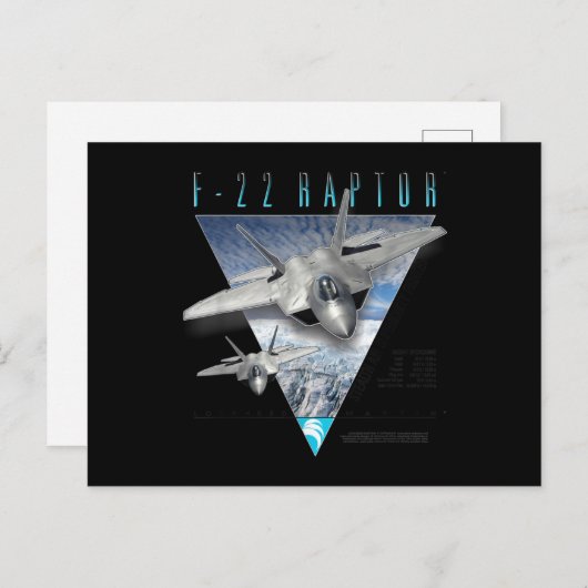 F-22 Verticaal Stealth Air Superiority Fighter Briefkaart (Voorkant / Achterkant)