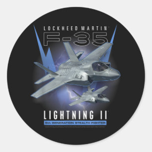 F-22 Verticaal Stealth Air Superiority Fighter Ronde Sticker