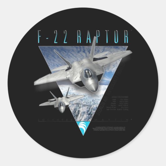 F-22 Verticaal Stealth Air Superiority Fighter Ronde Sticker (Voorkant)