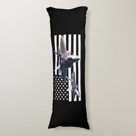 F-22 (Zwarte vlag) Lichaamskussen (Voorkant Verticaal)