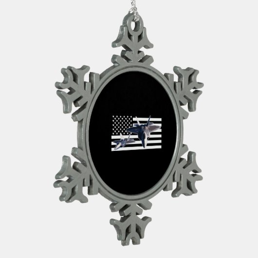 F-22 (Zwarte vlag) Tin Sneeuwvlok Ornament (Links)
