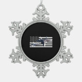 F-22 (Zwarte vlag) Tin Sneeuwvlok Ornament (Voorkant)