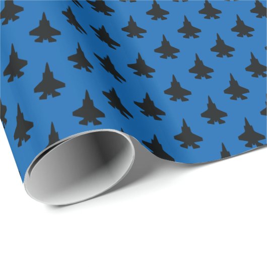 F-35 bliksem 2 het Blauw van het Patroon van de Cadeaupapier (Rol Hoek)