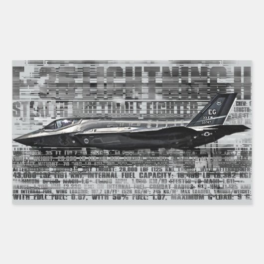 F-35 Bliksem II Rechthoekschakelaars Rechthoekige Sticker (Voorkant)