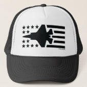 F-35 Fighter Jet Black Stars and Stripes Trucker Pet (Voorkant)