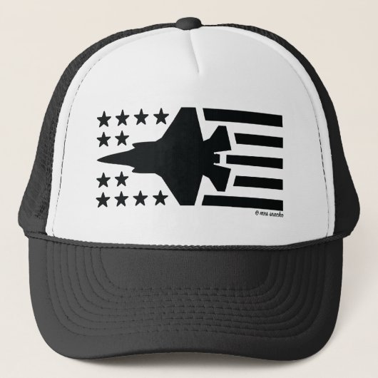 F-35 Fighter Jet Black Stars and Stripes Trucker Pet (Voorkant)