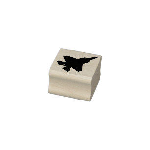F-35 Lightning 2 Fighter Jet Top Uitzicht Wood Sta Rubberstempel