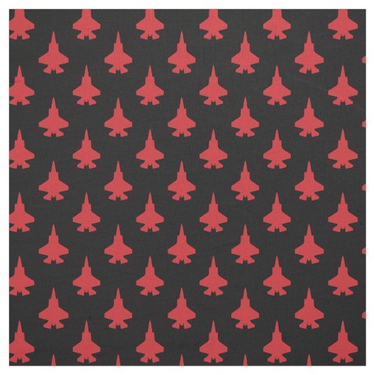 F-35 Lightning 2 straaljagers Patroon Rood op Zwar Stof (Swatch)