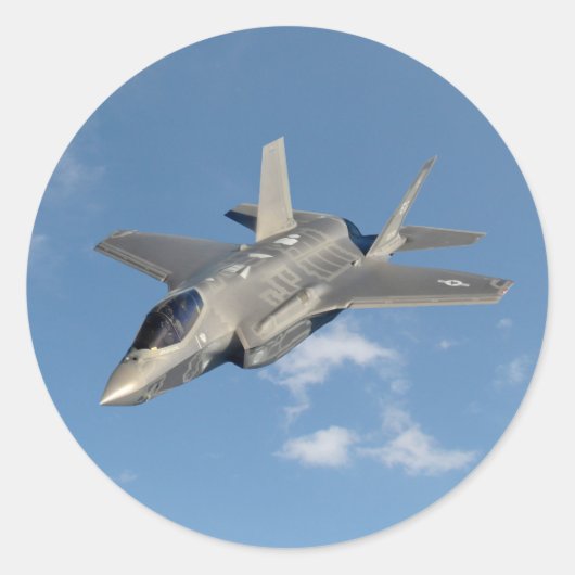 F-35 Lightning II Panther Jet Fighter in Sky Ronde Sticker (Voorkant)