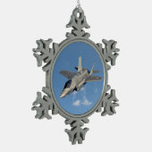 F-35 Lightning II Panther Jet Fighter in Sky Tin Sneeuwvlok Ornament (Links)