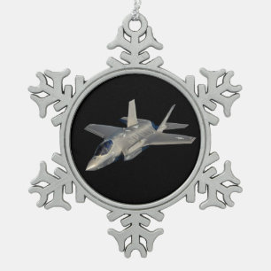 F-35 Lightning II Panther Jet Fighter Tin Sneeuwvlok Ornament